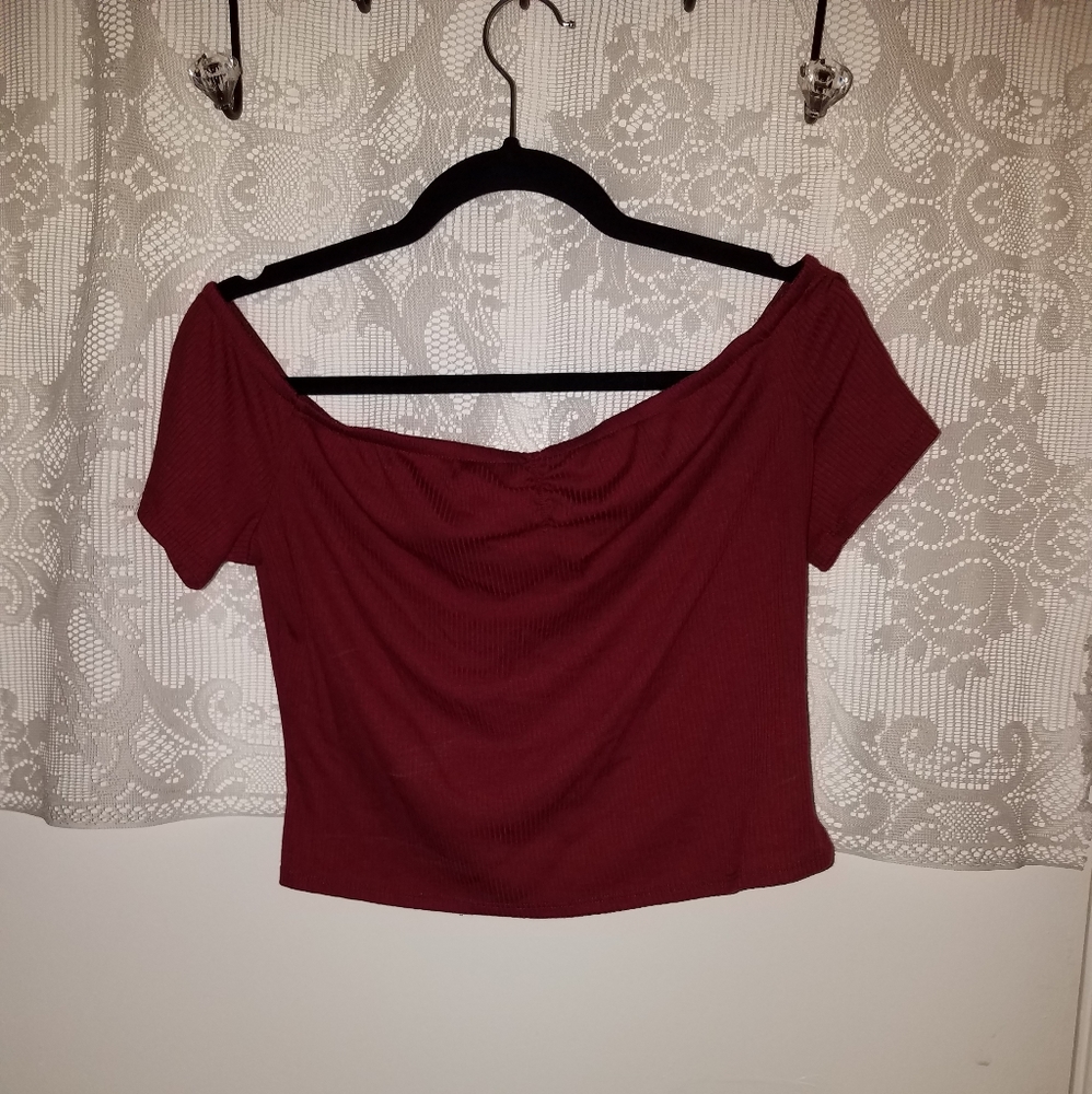Maroon Off the Should Blouse